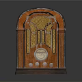 Vintage Wooden Radio Speaker With Curved Design Classic Grille And Retro Appearance