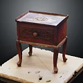 Antique Wooden Bedside Table With Carved Drawer And Decorative Legs On White Base