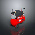 Industrial Red Air Compressor With Black Motor Mobile Wheels And Storage Air Tank