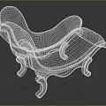 Classic Elegant Chaise Lounge With Carved Wooden Frame And Patterned Fabric