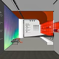 Modern Public Office Interior Design With Open Layout Colorful Wall Office Furniture And Lighting