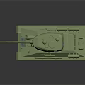 Green Military 3D Tank Model with Turret Cannon Tracks on Dark Background
