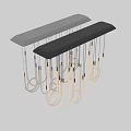 Modern Pendant Light Design With Multiple White Circular Tubes And Gold Accents
