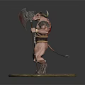 Mythical Minotaur Warrior 3D Model With Muscular Build Leather Belt And Battle Axe