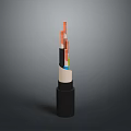 Detailed View Of Multi Layer Cable With Colored Insulation And Internal Wires 3d model