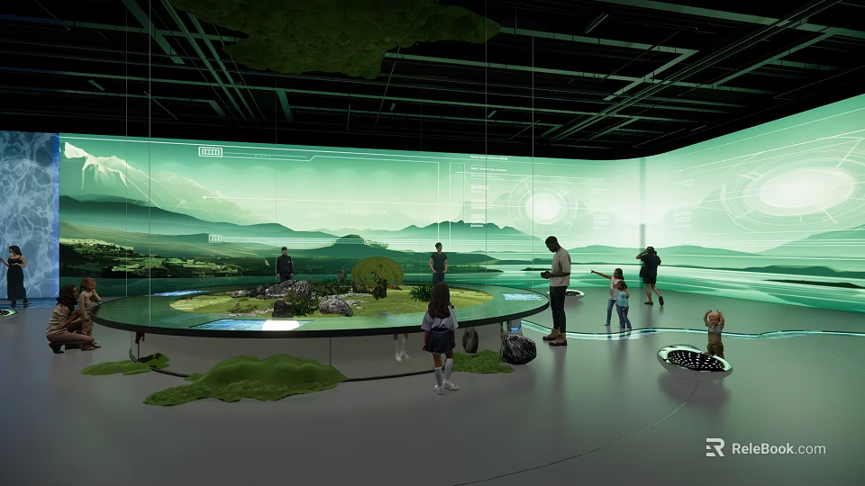 Interactive Technology Exhibition Hall With Digital Displays And Immersive Visitor Experience 3d model 