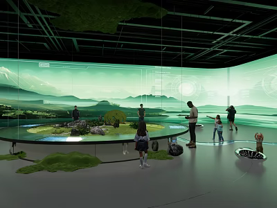 Interactive Technology Exhibition Hall With Digital Displays And Immersive Visitor Experience 3d model