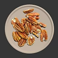 Roasted Pecans On White Plate Healthy Nut Snack For Daily Eating