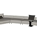 Modern Light Colored Sectional Sofa With Cushions And Side Table 3d model