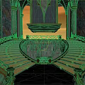 Ancient Spiral Staircase Stone Structure With Golden Decorations Arched Windows Central Platform