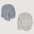 Round Stools With Frilled Tablecloths In Blue Check And Gray Patterns 3d model