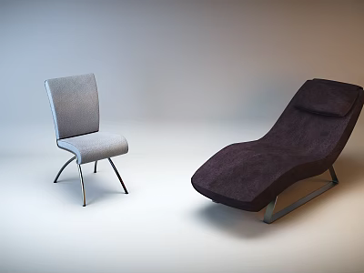 Modern Single Seater Sofas in Gray and Purple with Metal Frames and Upholstered Design 3d model