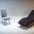 Modern Single Seater Sofas in Gray and Purple with Metal Frames and Upholstered Design