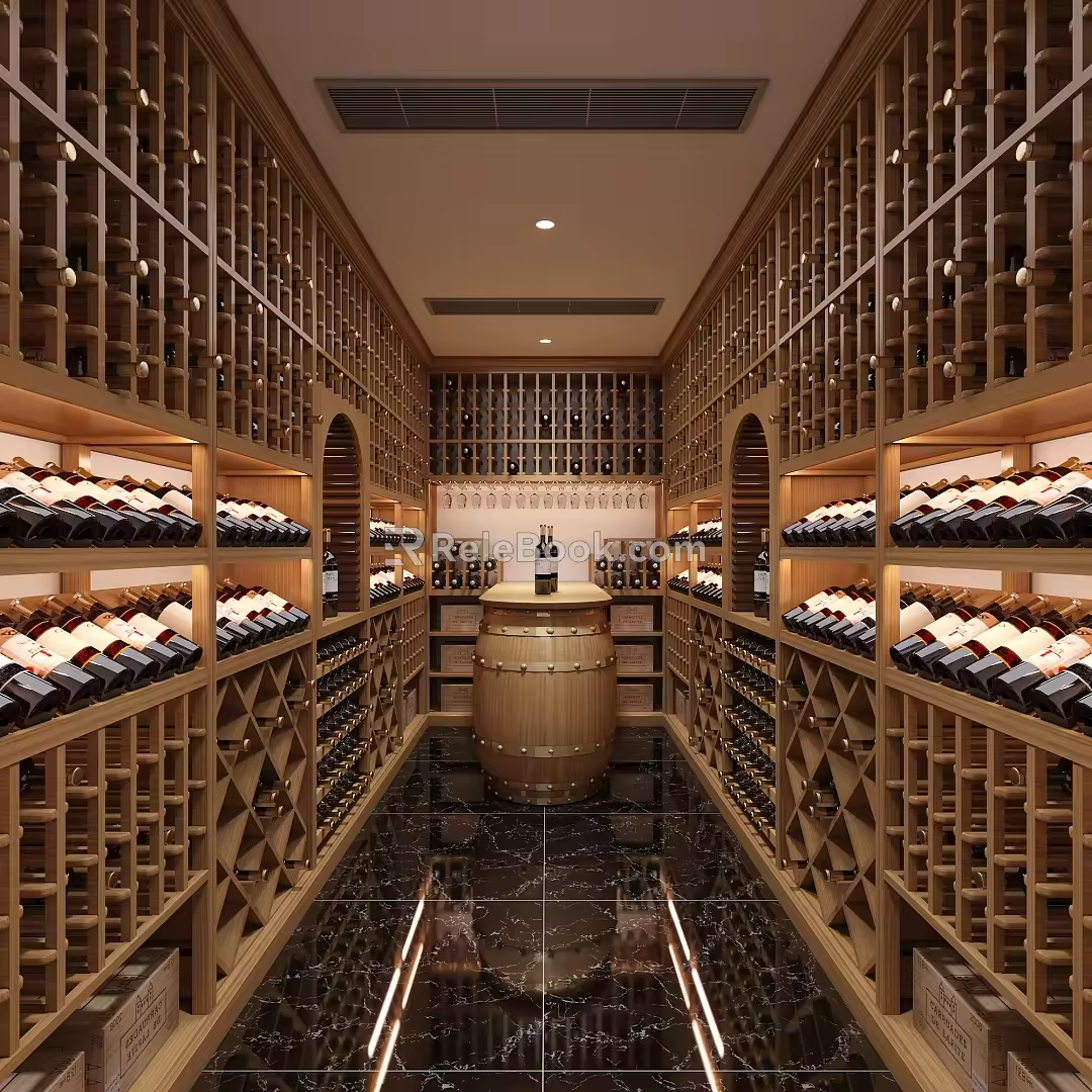 Modern Wine Cellar Solid Wood Red Wine Cellar Cold Storage Room Constant Temperature Room Constant Temperature Cabinet Display Cabinet Cold Storage Cabinet Red Wine Cellar 3d model