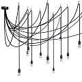 Stylish Modern Pendant Light Fixture With Hanging Black Wires And Multiple Bulbs