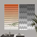 Modern Geometric Wall Decor With Gradient Orange White And Hexagon Gray Textured Patterns 3d model