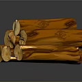 Stacked Natural Wood Logs With Warm Brown Grain And Smooth Surface Reflection