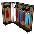 Retail Display Shelving with Hanging Fashionable Dresses Handbags and Shoes