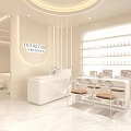 Stylish Cream Tone Beauty Hair Salon Interior Design With Nail Stations And Cozy Lounge Space