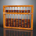 Antique Wooden Abacus With Brown Beads And Classic Frame Design
