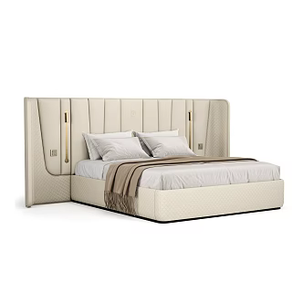 Modern Light Luxury Double Bed 3d model