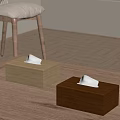 Two Different Colors Wooden Tissue Boxes On Wooden Table With Minimalist Design