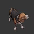 Game Movie Character Beagle Dog 3D Model Standing Pose Brown Black White Fur