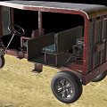Vintage Red Tricycle With Passenger Seat And Black Wheels On Dirt Road