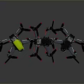 Multiple Black And Yellow Drones With Rotors Displayed On Dark Reflective Background 3d model