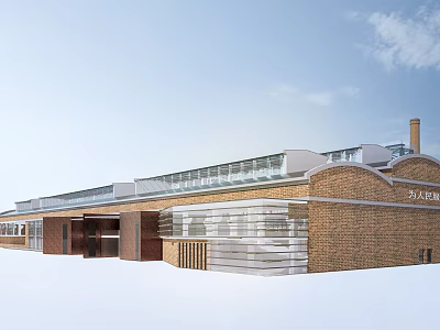 Modern Industrial Park With Red Brick Structure And Glass Curtain Wall Design 3d model