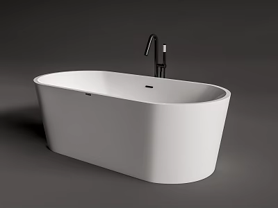 Modern White Freestanding Bathtub Design With Black Faucet And Sleek Contemporary Look 3d model