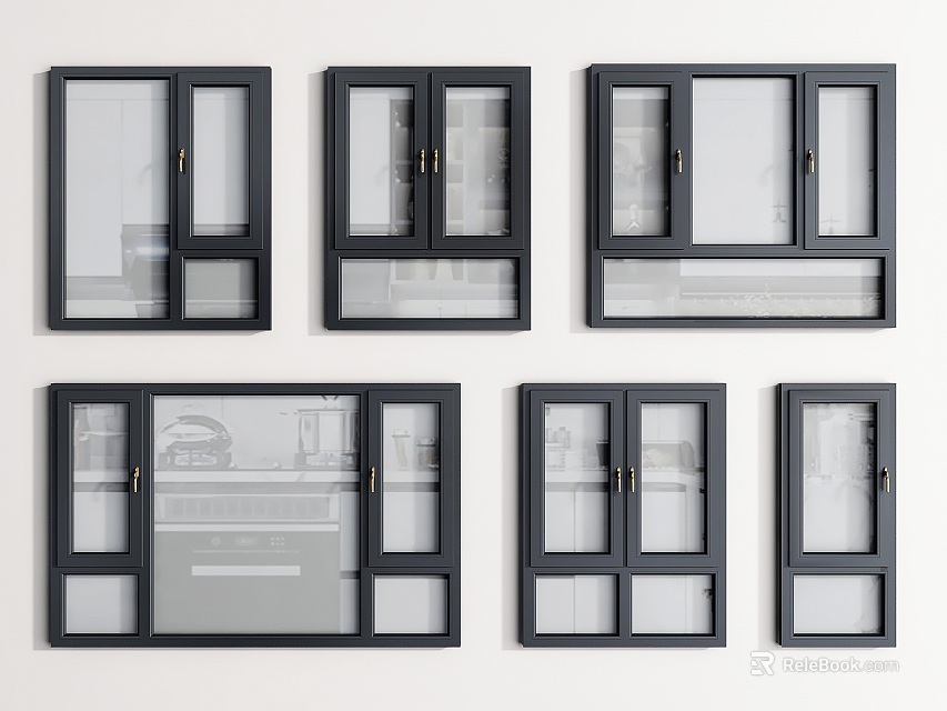 Black Casement Windows With Various Modern Styles And Sleek Design Features 3d model 