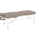 Beige Foldable Massage Table With Metal Frame Adjustable Legs And Side Tray