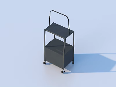 Black Mobile Multi Tier Storage Rack With Rolling Wheels And Shelves 3d model