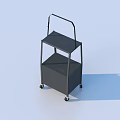 Black Mobile Multi Tier Storage Rack With Rolling Wheels And Shelves 3d model