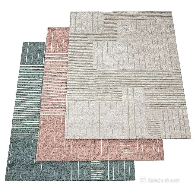 Modern Square Rugs With Geometric Patterns And Multiple Colors For Home Decor 3d model