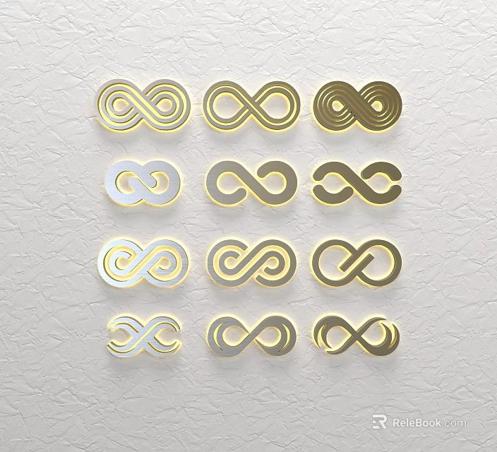 Decorative Gold And Silver Infinity Symbol Wall Decor For Home Interior 3d model 