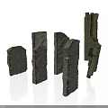 Gray Stone Blocks With Various Shapes And Notches On White Background 3d model