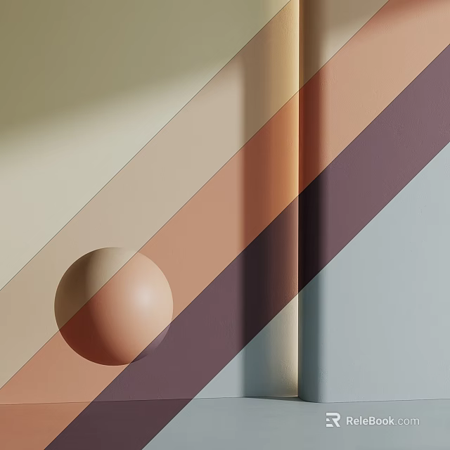 Colorful Component Design with Striped Patterns and Sphere Shape in Light Shadow 3d model