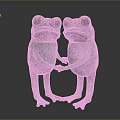 Two Animated Green Frog Characters Holding Hands In Cute Hugging Pose Together