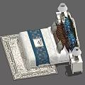 Elegant Double Bed With Ornate Headboard Decorative Pillows Bedside Lamps And Area Rug