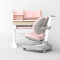 Kids Adjustable Desk with Pink and Gray Study Chair and Storage Compartments