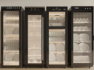 Haier Modern Kitchen Appliances Featuring Black Glass Doors For Storing Dishes And Utensils 3d model