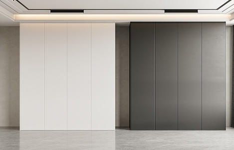 Minimalist Wardrobe Simple Wardrobe Cream Style Wardrobe Door-to-Top Swing Door 3d model