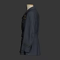 Formal Military Style Coat In Dark Blue With Brass Buttons And Insignia Details
