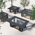 Modern Landscape Pavilions With Glass Roof And Square Structure Surrounded By Trees