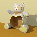 Cute Cartoon Bear Shaped Interactive Area With White Yellow Design And Kid Friendly Seat