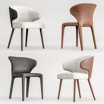 Modern Dining Chair Leather Dining Chair Combination 3d model