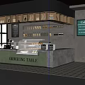 Modern Café Interior Featuring Ordering Table Bar Stools and Coffee Product Shelves 3d model
