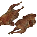 Detailed Sculpture Carving of Two Roasted Chickens with Lifelike Artistic Features